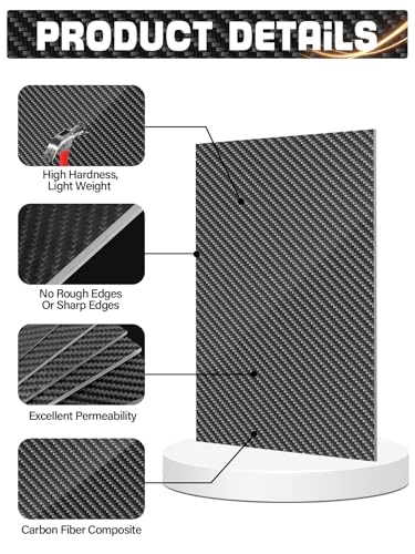 100% 3K Carbon Fiber Sheet Lanstics Carbon Fiber Plate Carbon Fiber Laminate Plate Plain Weave Panel Sheet 2MM Thickness G...