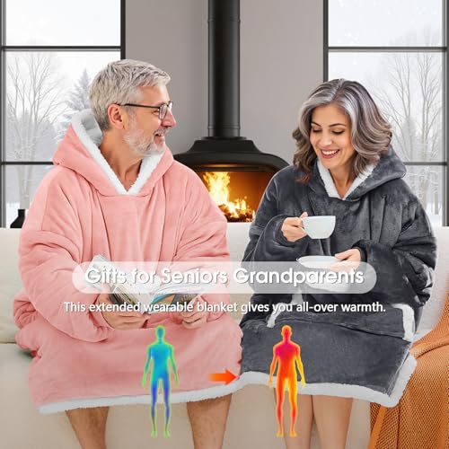 JOYWOO Wearable Blanket Hoodie, Birthday Gifts for Women Men Mom, Oversized Hooded Blanket for Adult, Cozy Fuzzy Sherpa Sw...