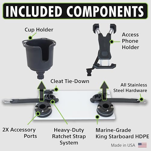 SUP Angler Lite Universal Paddle Board Mount with Paddle Board Fishing Rod Holders, Phone Holders, Cup Holders; Paddle Boa...