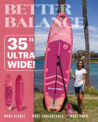 Skatinger Meteor Red & Lava Green Bundle｜11'6"x35" Super Wide Inflatable Stand Up Paddle Boards, All Accessories2, 100L Ba...