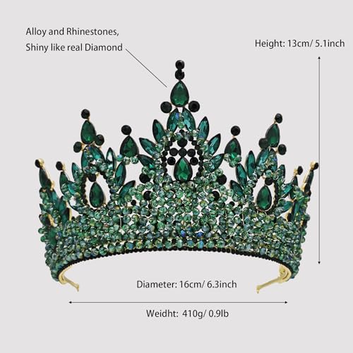 Large Tiaras and Crowns for Women Crystal Tall Pageant Crowns Rhinestone Royal Queen Headband Princess Quinceanera Headpie...