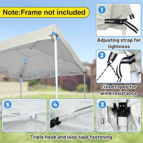 10x10 Adjustable Pop Up Canopy Replacement Top - Heavy Duty Canopy Tent Cover, with Waterproof Silver Coated, for Outdoor ...