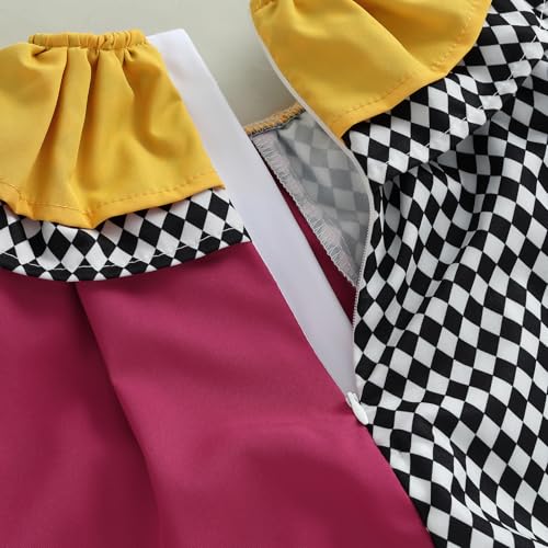 Pudcoco Toddler Baby Boys Girls Halloween Clown Costume Long Sleeve Contrast Color Ruffle Layered Jumpsuit Romper with Hat (Black, 18-24 Months)