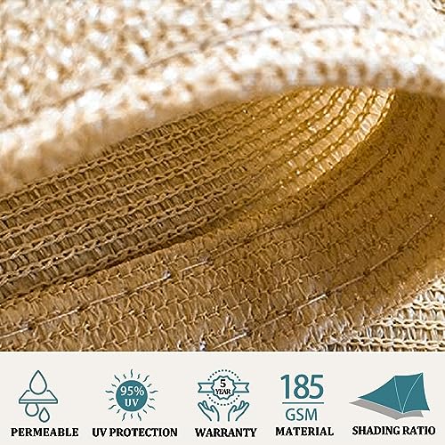 Shade&Beyond 10'x10' Sun Shade Sails Curved Canopy Square Sand 185GSM Shade Sail Permeable for Patio Deck Yard Backyard, (...