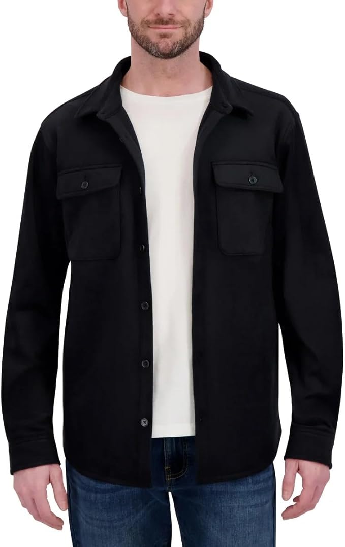 Kirkland Signature Men's Shirt Jacket – Heavyweight 2-Way Stretch Workwear, Button Closure, Long Sleeve, Casual Outerwear