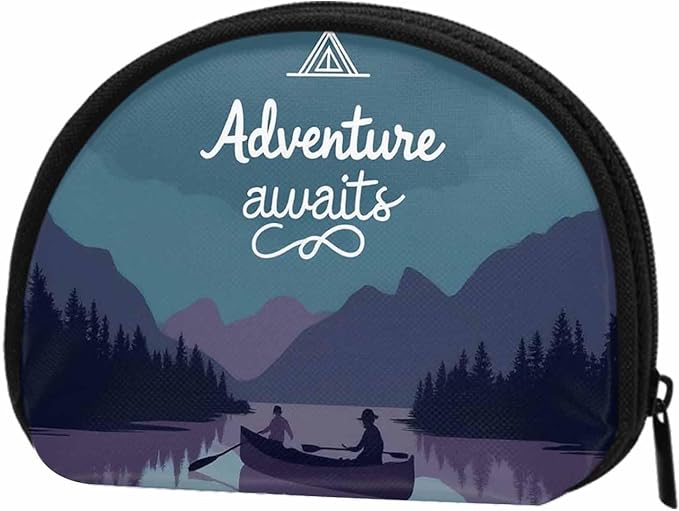 IBILIU Small Coin Purse Kayak In A Mountain Lake At Night Camping Activity Lifestyle Words Mini Wallet Coin Pouch Change P...