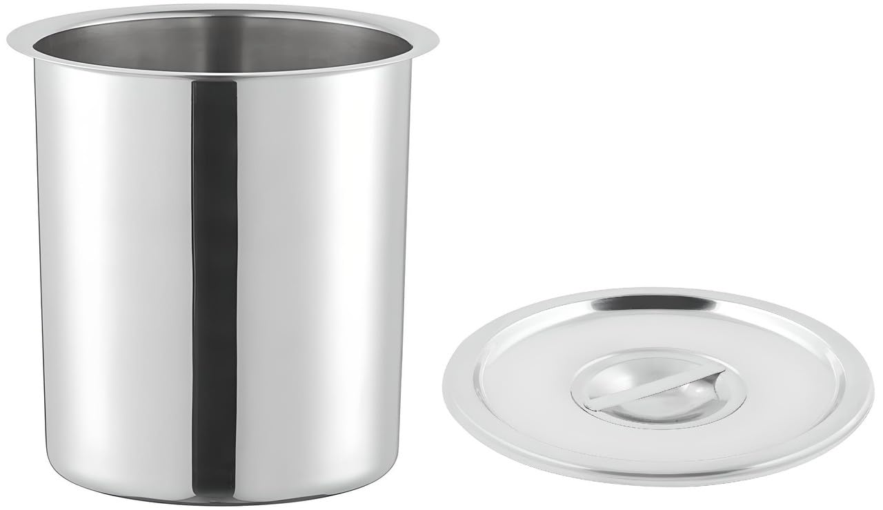 OCS Parts 4.25 Quart Bain Marie Pot with Lid Set | 7.75" x 6" Stainless Steel Pot for Warm or Cold Food, Home Kitchens, Stovetop, Steam Tables, Catered Events, Soup Warmers or Buffet and Salad Bars