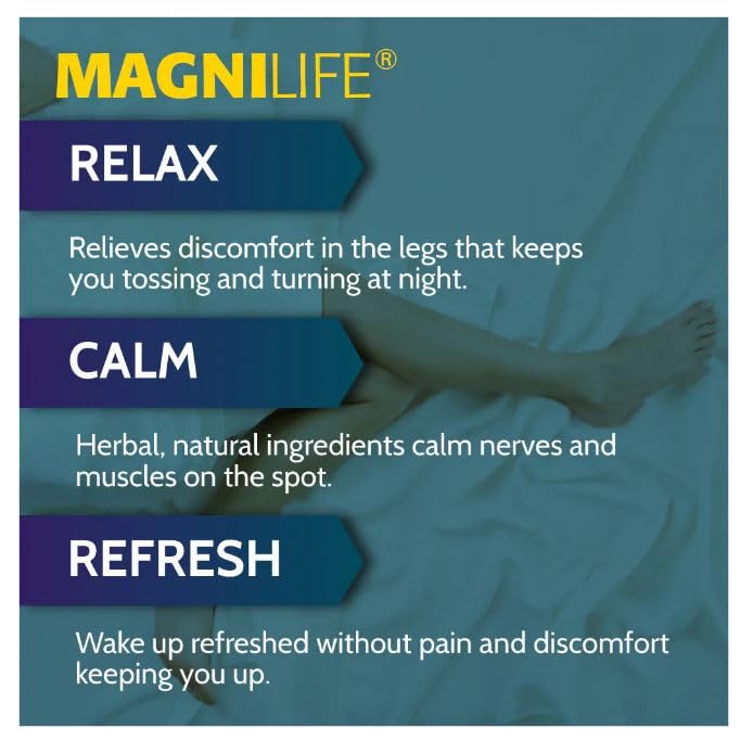 MagniLife Relaxing Leg Cream PM, Restless Legs, Deep Penetrating Topical for Pain, Naturally Soothe Cramping, Discomfort, and Tossing with Lavender and Magnesium (2 Pack-4oz Jars)