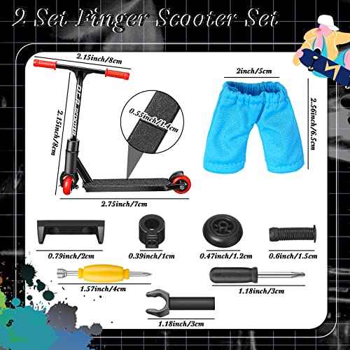 Civaner 22 Pcs Mini Finger Scooter Toys Skateboards for Fingers Tech Scooter Bike with Two Wheels for Desk Interactive Toys(Red, Black)