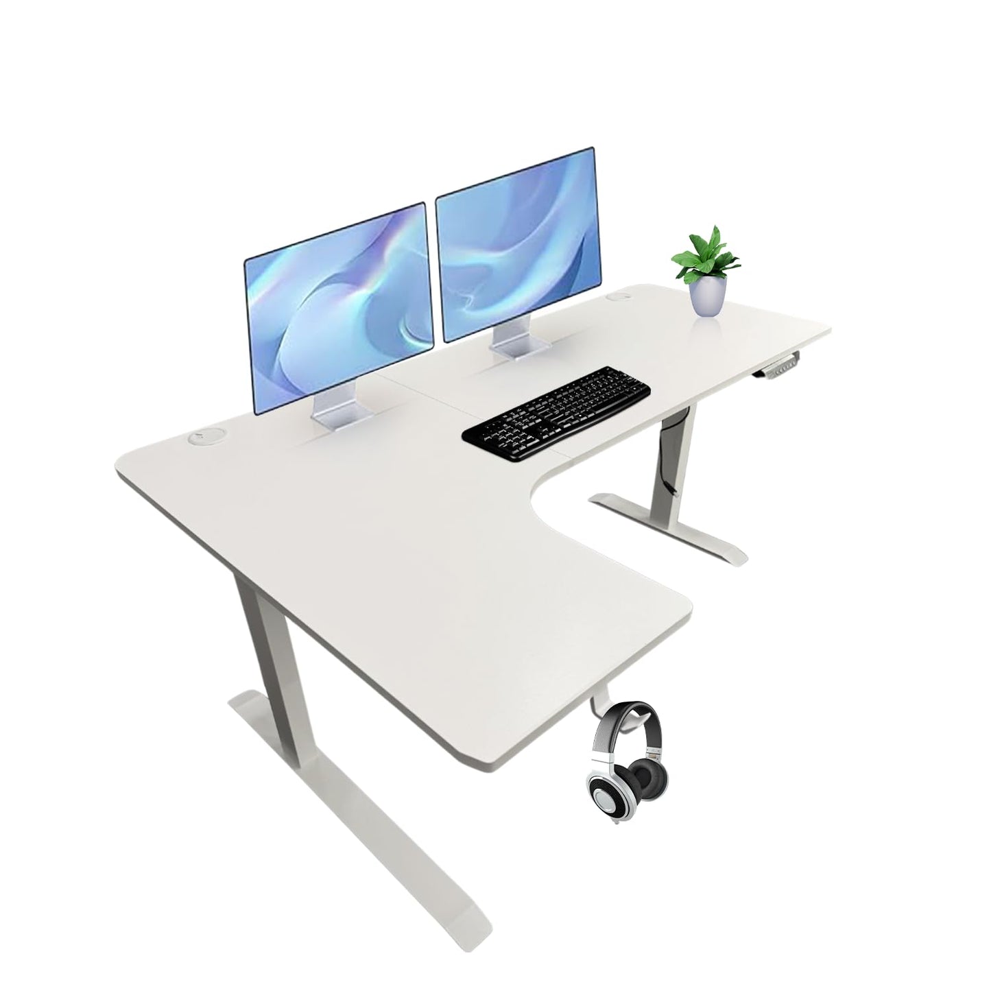 Standing Desk - 63 x 24 Inch L Shaped Electric Height Adjustable Desk - Ergonomic Left Corner Work Station Setup for Home Office, Gaming, Sit Stand, Large L Shaped Wooden Table for PC Computer, Laptop