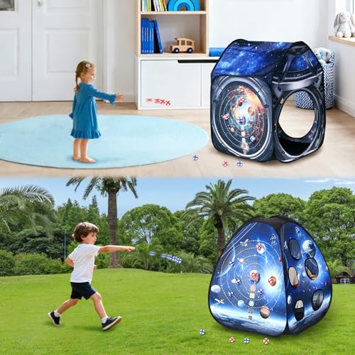 3 Pcs Galaxy Kid Play Tent Pop up Tent Play Tunnel Indoor and Outdoor Playhouse for Kid Beanbag Toss Game for Team Competi...