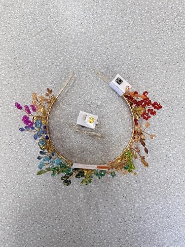 Woeoe Light Up Crystal Headband Colorful Beads Crown Carnival Headpiece with Combs Festival Prom for Women