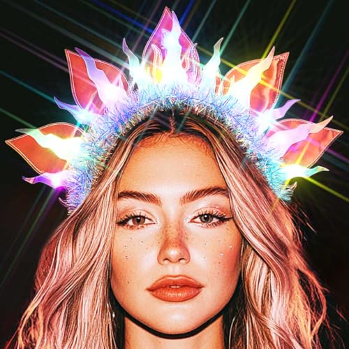 GENBREE Light Up Mermaid Costume Headband Glowing Headpiece Ocean Hair Accessories for Women