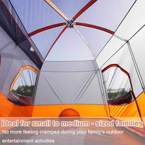 Vidalido Tents，6-8 Person Camping Tent with Extended Vestibule，2 Room Weather Resistant Family Tents，Easy Install Waterpro...