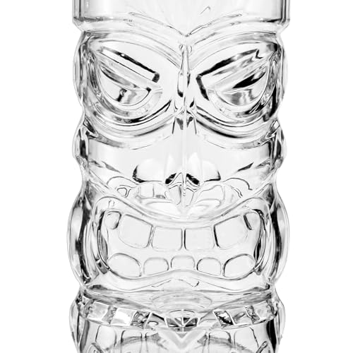 Hacaroa 8 Pack 17 Oz Plastic Tiki Cups, Clear Tiki Cocktail Mug Luau Cup Hawaiian Party Drinking Tumblers for Lemonade, Mi...