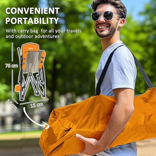 Outsunny Set of 2 Backpack Beach Chair, Folding Beach Chairs with Mesh Back, Carry Bag and Cup Holder, Lightweight and Por...