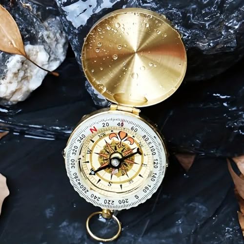 Premium Camping Compass – Copper Survival Compass with Luminous Function for Outdoor Sports & Adventures