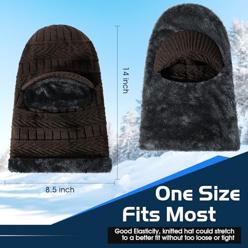 Winter Balaclava Beanie Hat, Knitted Ski Mask for Men Women, Thermal Lining Hats for Skiing Cycling Sports