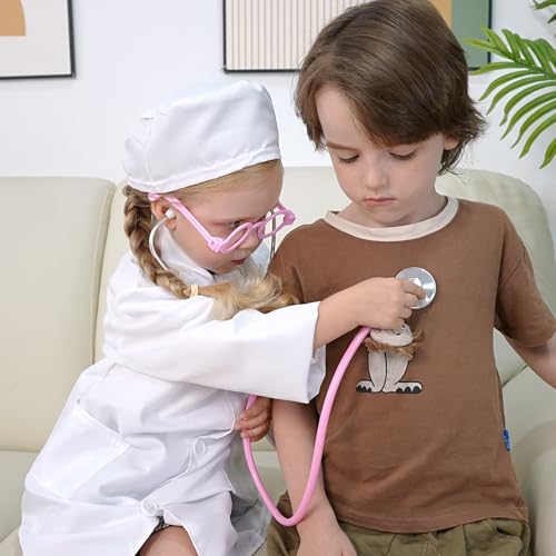 Phobby Durable Doctor Kit for Kids, 27 Pcs Deluxe Pretend Play Set Medical Toy with Real Stethoscope for Toddlers Boys Gir...