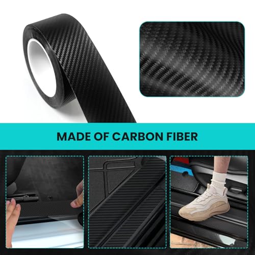LonXFan Black Carbon Fiber Wrap (4In x 33Ft) 5D Carbon Anti-Collision Window Sill Bumper Door sill Protector for Most Cars...