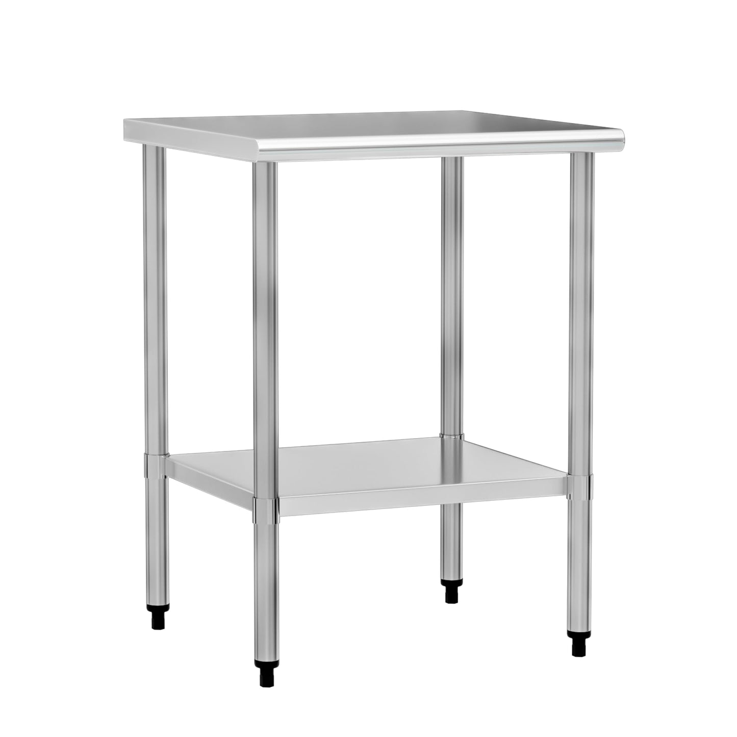 Stainless Steel Work Table 24 x 24 Inch with Adjustable Undershelf, Heavy-Duty Metal Prep Table for Commercial Kitchen & Restaurant, Garage, Outdoor