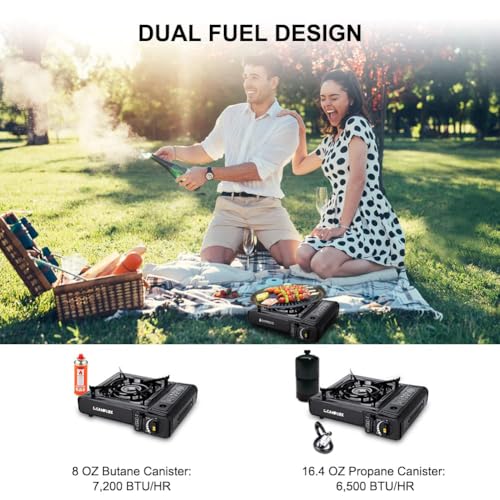 Camplux Dual Fuel Propane & Butane Stove with Carrying Case, Portable Camping Stoves with CSA Certification