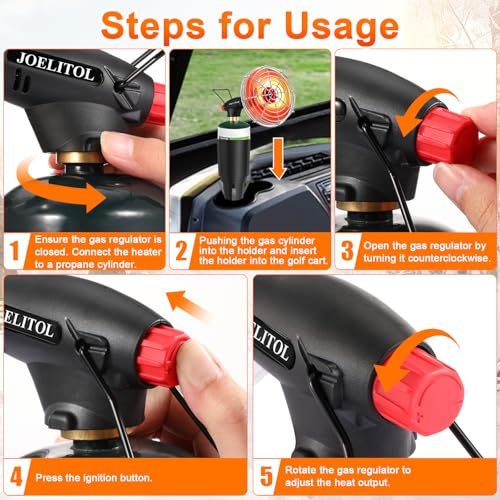 Golf Cart Heater, 2000℉ Portable Propane Heater with Golf Cart Cup Holder & Adjustable Flame, for EZGO, Yamaha, Club Car, ...