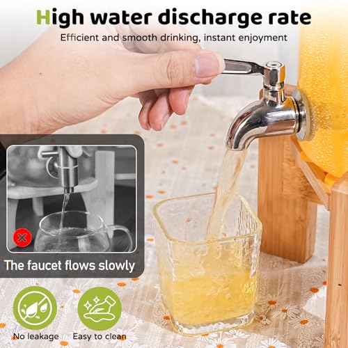 SPEETH 2.2 Gallon Drink dispenser, Large Water Glass Beverage Dispenser With Wood Stand for Parties With Stainless Steel S...