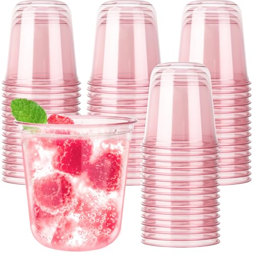 Xuelimei 50pcs 12oz Disposable Stemless Glasses,PET Disposable Drinking Cups,Cold Party Clear Plastic Wine Glasses for Par...