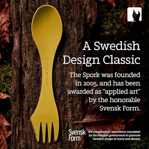 Light My Fire Spork Original 4-Pack 3-in-1 Camping Spoon Fork Knife Combo Reusable Travel & Camping Utensils Lunch Spork O...