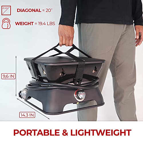 Outland Living Firebowl 805 Firecube 14” Portable Square Smokeless Propane Fire Pit – Outdoor Gas Fire Pit with Cover & Ca...