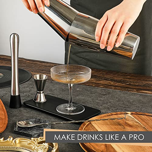 Tessco for You Cocktail Shaker Set, 16 Pcs Stainless Steel Bar Set Including Boston Shaker, Muddler, Double Measuring Jigg...