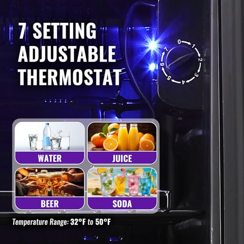 WANAI 3.5 Cu.ft Beverage Refrigerator Cooler, Mini Fridge with Glass Door for Beer Soda or Water, Small Drink Cooler Machi...