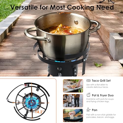 Red Mountain Valley Propane Gas Single Burner, Outdoor Camp Stove with 30Qt Pot and Timer, Seafood Boil, Outdoor Propane S...