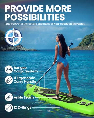 Inflatable Stand Up Paddle Board with Premium SUP Accessories & Camera Mount, Inflatable Ultra-Light (17.3lbs) Paddle Boar...