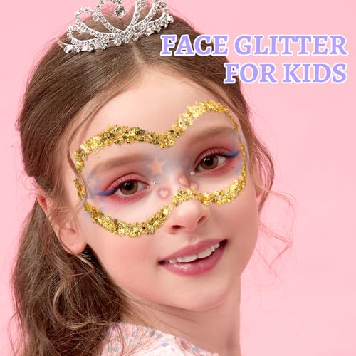 Teenitor Body Glitter Face Glitter Hair Glitter for Kids Women, 6 Colors Face, Body Hair Glitter Gel, Makeup Glitter for H...