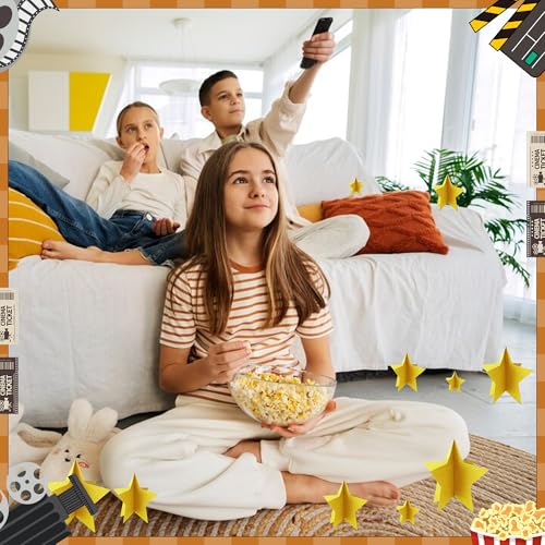 70 Pcs Star Centerpieces for Movie Night Party Decorations 3D 2025 Graduation Table Decor 3 Sizes 8" 5" 3" Red Carpet Film...