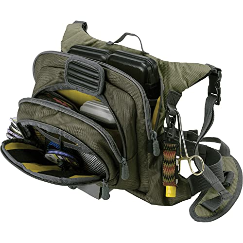 Allen Company Fall River Fly Fishing Chest Pack - Fits up to 6 Tackle/Fly Boxes and Other Accessories - Olive