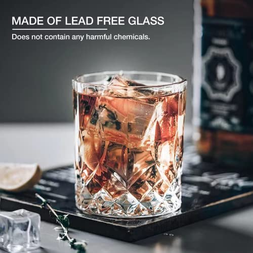 Qipecedm Drinking Glasses, 8 Piece Crystal Glass Cups, Mixed Glassware Set, 4 pcs Crystal Old Fashioned 11oz Highballs and...