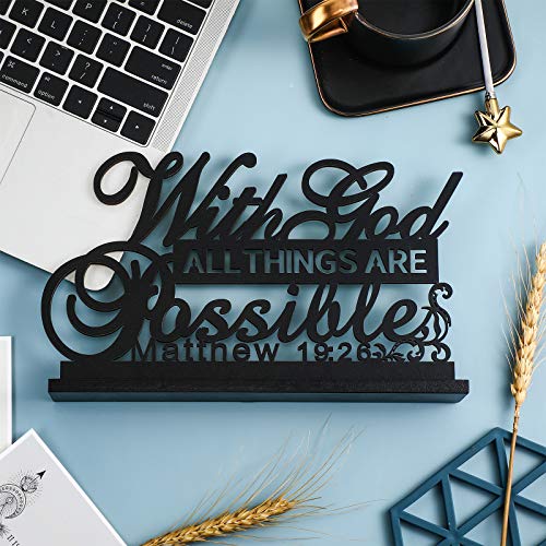 Jetec Inspirational Table Art with God All Things Are Possible Positive Sign Home Table Decoration, Motivational Centerpie...