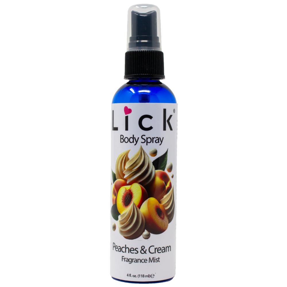 LICK Peaches & Cream Scented Body Spray - Sweet Fruity Fragrance Mist - 4 fl oz