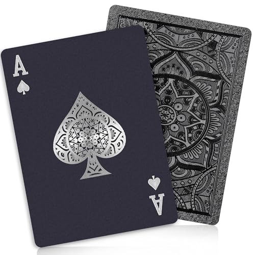 Playing Cards, Plastic Playing Cards, Deck of Cards, Waterproof Poker Cards, Black Standard Playing Card for Adults, Cool ...