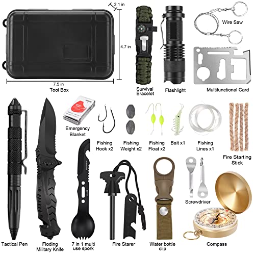 Gifts for Men Dad Christmas Husband Teenage Boy, Survival Kit 28 in 1, Survival Gear Tool Emergency Tactical Equipment Sup...