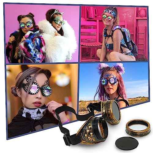SoJourner Bags Kaleidoscope Glasses - Trippy Psychedelic Rave Goggles - Funky Prism Glasses For Raves - Festival Accessories