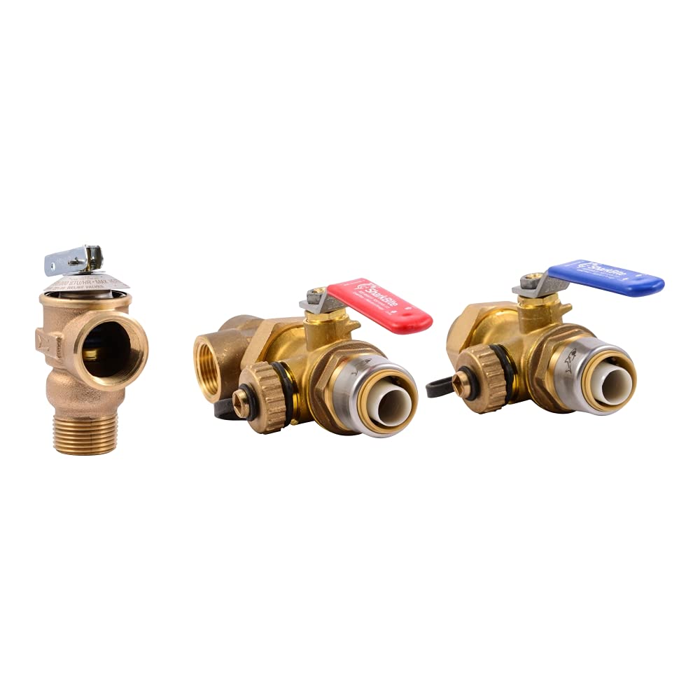 SharkBite 3/4 Inch Push to Connect Tankless Water Heater Valves Installation Kit, 25374