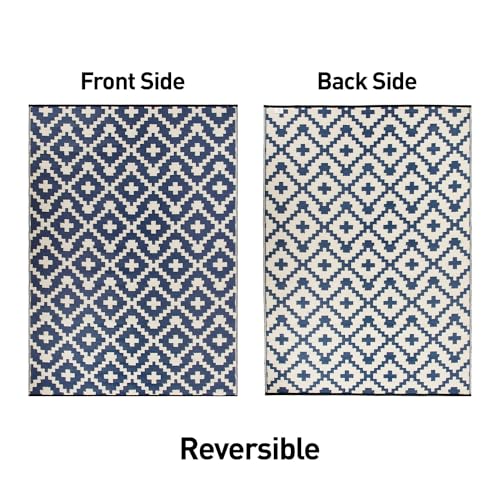 Rugshop Maui Contemporary Geometric Reversible Crease-Free Waterproof Premium Recycled Plastic Outdoor Rugs for Patio,Back...