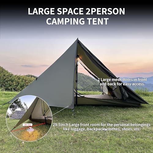 TENPLAY Backpacking Tent,Lightweight Camping Tent 2 Person,Ultralight Hiking Tent,Nylon,Waterproof,Windproof,Easy Setup,4 ...