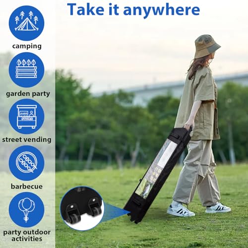 Heavy-Duty 10x10 Pop-Up Canopy Tent (with Sidewall) – Easy Instant Outdoor Use, Vented Roof, Wheeled Carry Bag, Bonus 8 St...