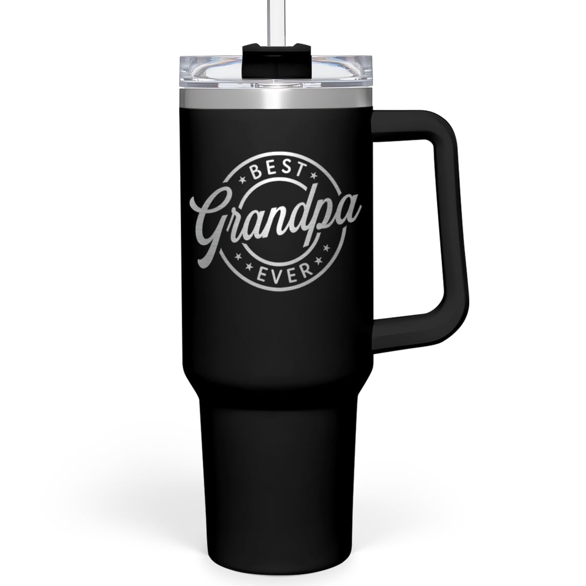 SANDJEST Best Grandpa Ever Tumbler with Handle 40oz, Grandfather Gifts for Birthday Christmas Fathers Day Valentines, Presents for Grandpas Granddad Papa Gifts from Granddaughter Grandson