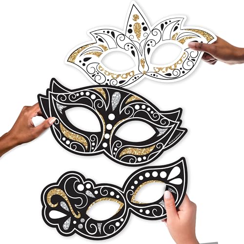 Big Dot of Happiness Masquerade - Mask Decorations - Venetian Mask Party Large Photo Props - 3 Pc